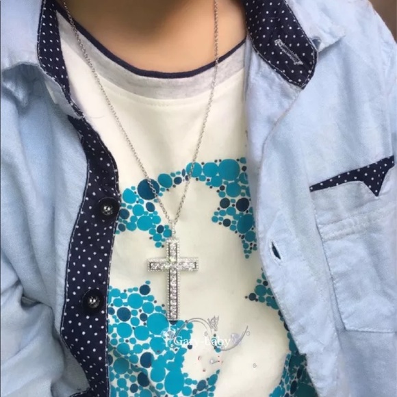 New 925 Silver Men Women Luxury Cross Diamond Necklace - Picture 6 of 16